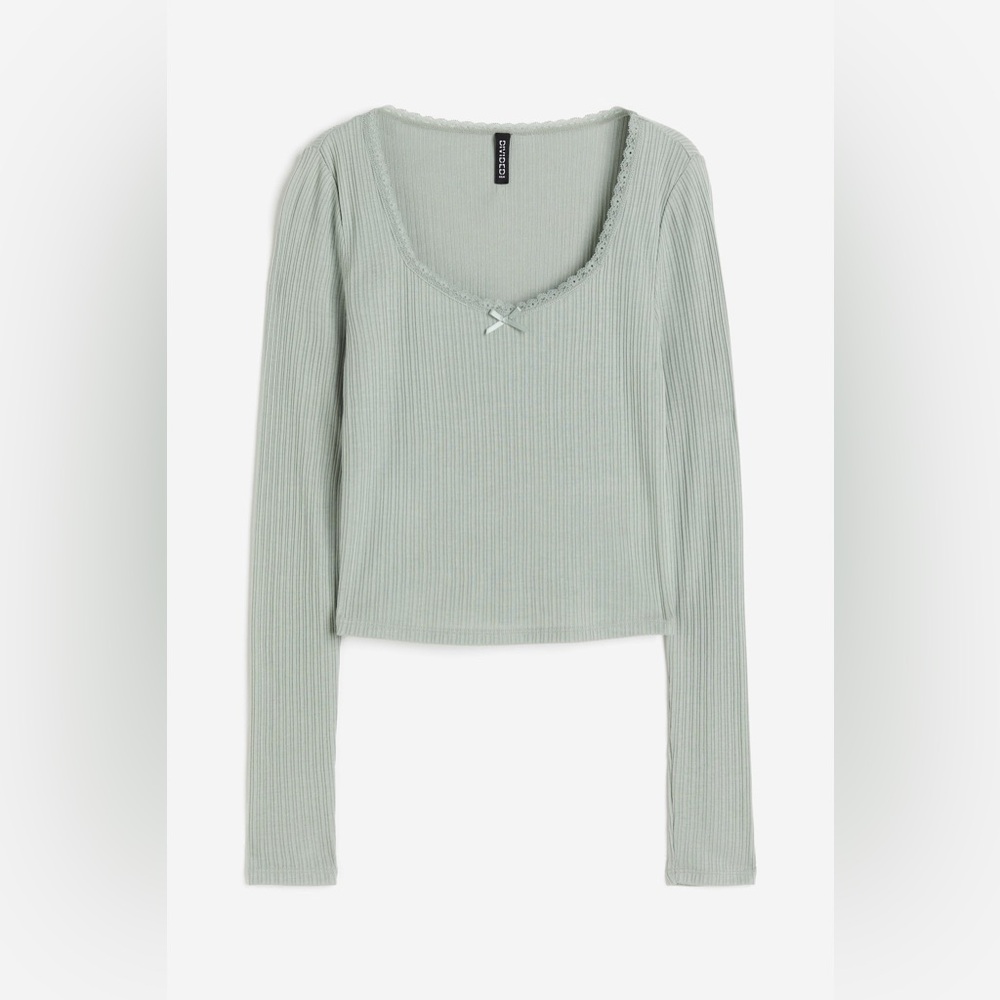 H&M Lace Trimmed Ribbed Top - Picture 5 of 5